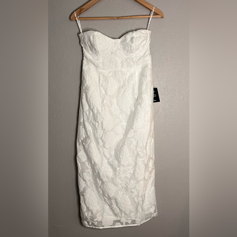 Lulus From this Day Floral Jacquard Strapless Midi Dress